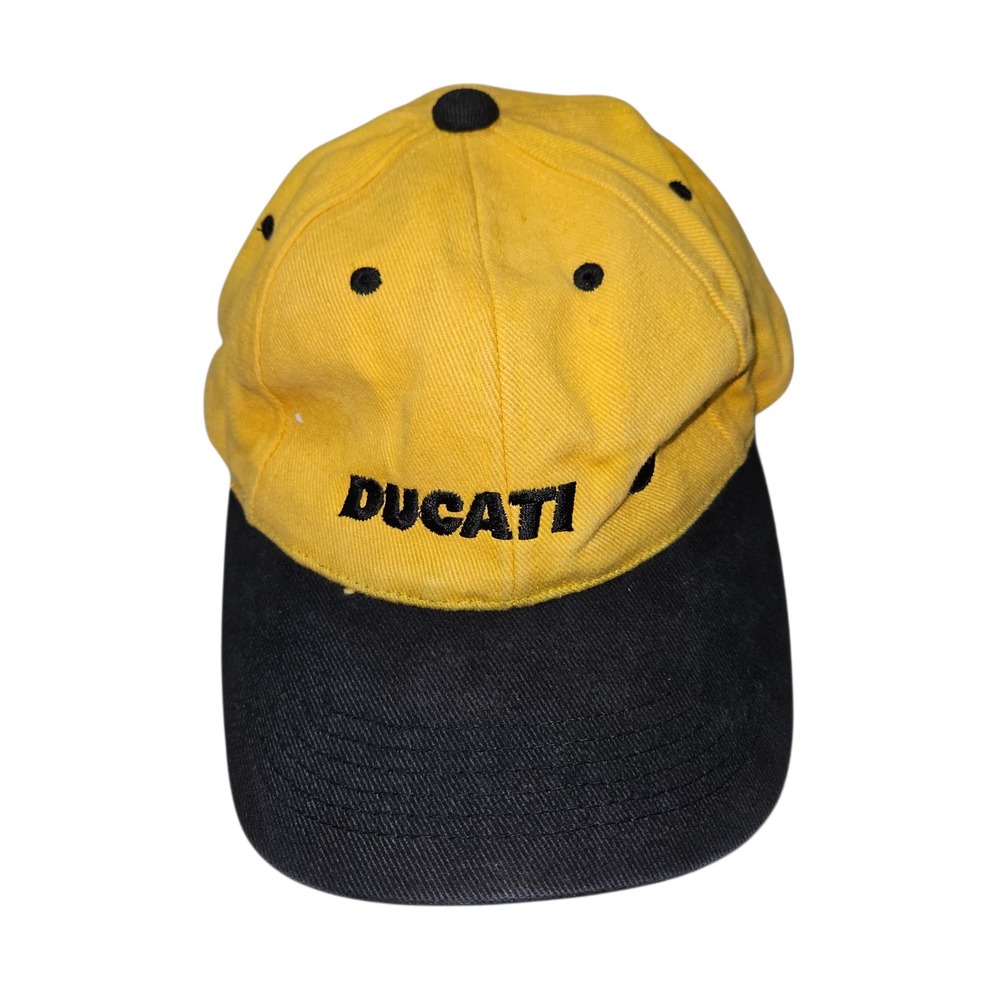 VTG Ducati Motorsports Strapback Hat Yellow Black Embroidered Sz OSFA